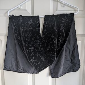 Black velvet whimsigoth scarf in ornate floral pattern